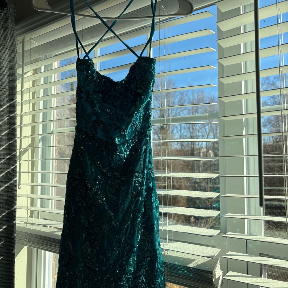 Windsor Teal Backless Dress